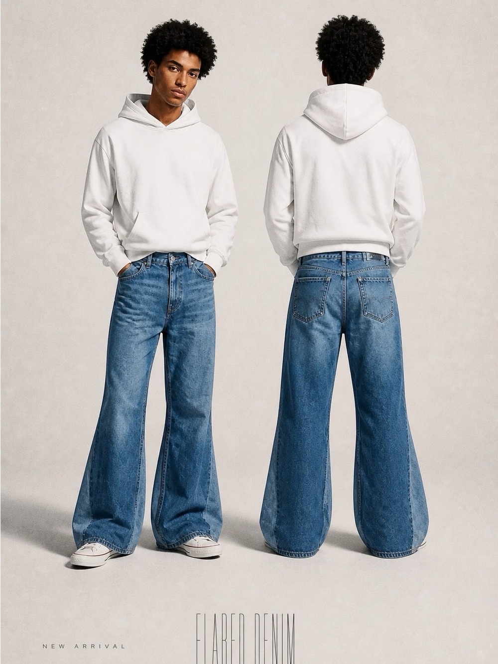 Men's Blue Flared Jeans - Classic Denim Bellbottoms Upcycled